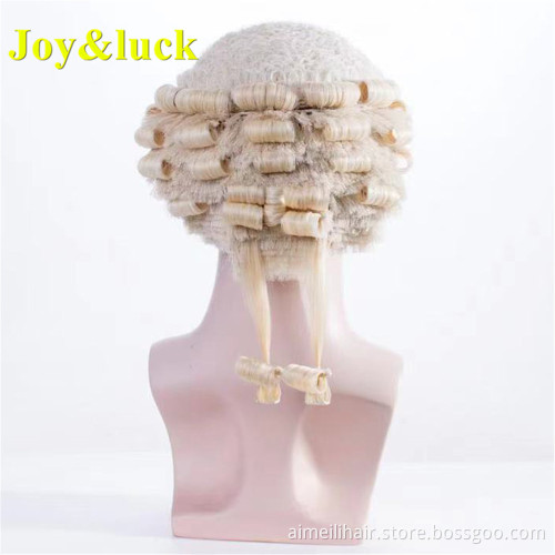 Handmade Horse Hair Court Judge Lawyer Wig Blonde Color Regular Curl for Men or Women Traditional British Classic Barrister Wigs